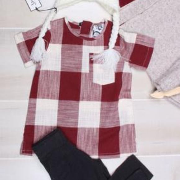 NWT Plaid Tunic in Oxblood Red by Young and Free - Picture 1 of 1
